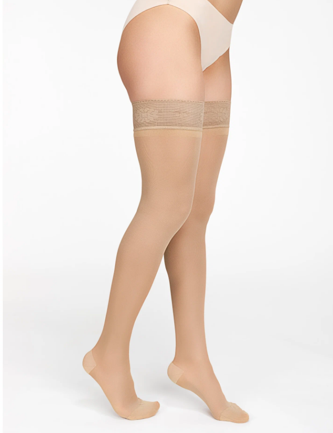 Чулки ORTO 223 женские, с закрытым носком, 2 класс компрессии, полупрозрачные, с ажурным верхом